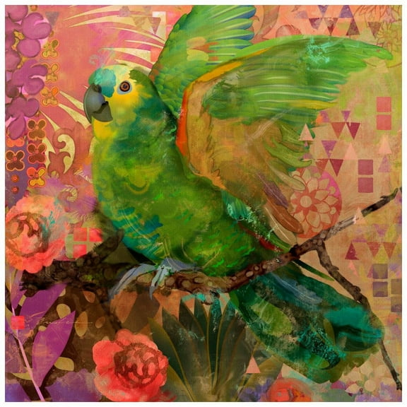 "Great Green Parrots" Painting Print on Wrapped Canvas