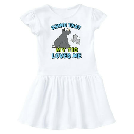 

Inktastic Rhino That My Tio Loves Me with Cute Rhinos Gift Baby Girl Dress