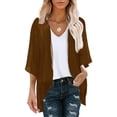 thumbnail image 2 of Women Lightweight Chiffon Cardigan Puff Sleeve Soft Sheer Solid Blouse Tops Open Front Casual Loose Fit Summer Jackets, 2 of 4