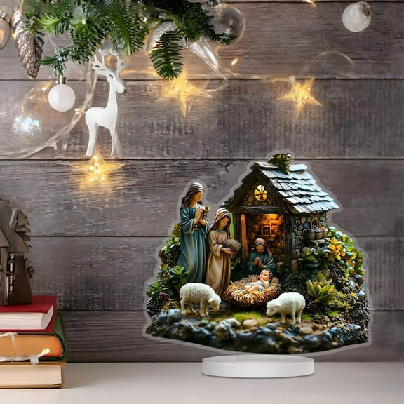 Yannianjz under $5 Nativity Scene Decor, Nativity Scene Christmas Desktop Decoration, Religious Home Office Display Figurine Set, Hand Painted Detailed Character Ornaments
