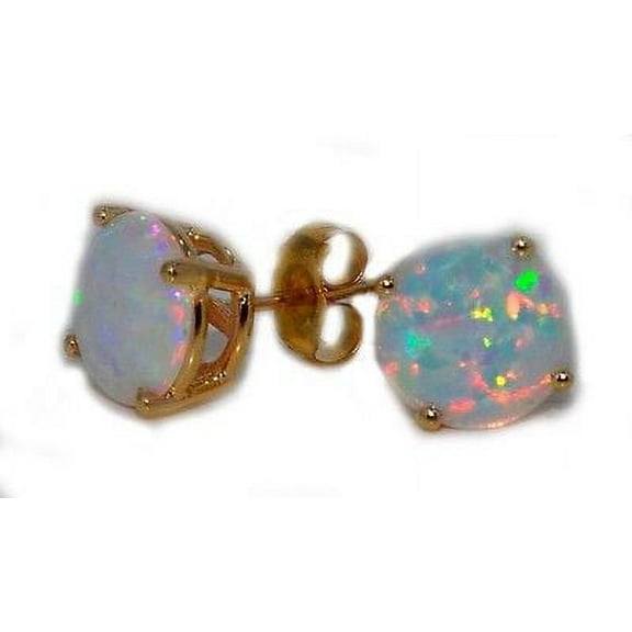 OPAL STUD EARRINGS 14KT YELLOW GOLD