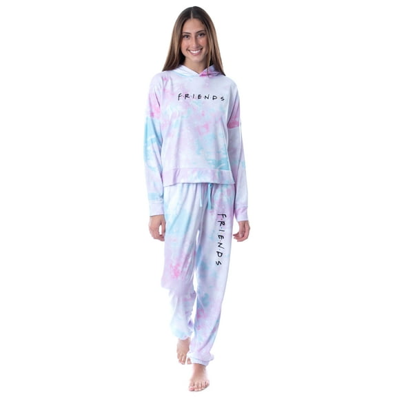 Friends TV Show Logo Tie Dye Womens' Pajama Loungewear Hooded Jogger Set