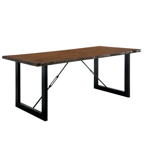Furniture of America Jared Industrial Wood Dining Table, Walnut