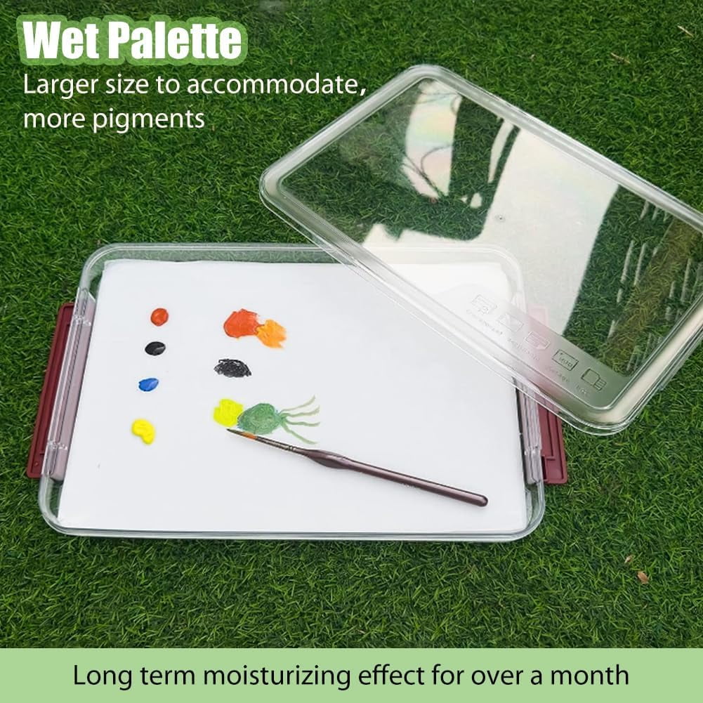 1 Set Plastic Color Palette 11.22x14.96x0.87 inch Rectangle Paint Tray Palette Model Paint Pigment Palette with Sponge for Adults Students to DIY Craft Painting Class Multi-color