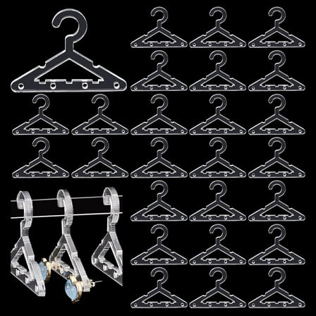 30pcs Clothes Hanger Clear Earring Holder Mini Hanger Rack Jewelry Display Dangle Earring Hanging Organizer Acrylic Ear Studs Display Rack
