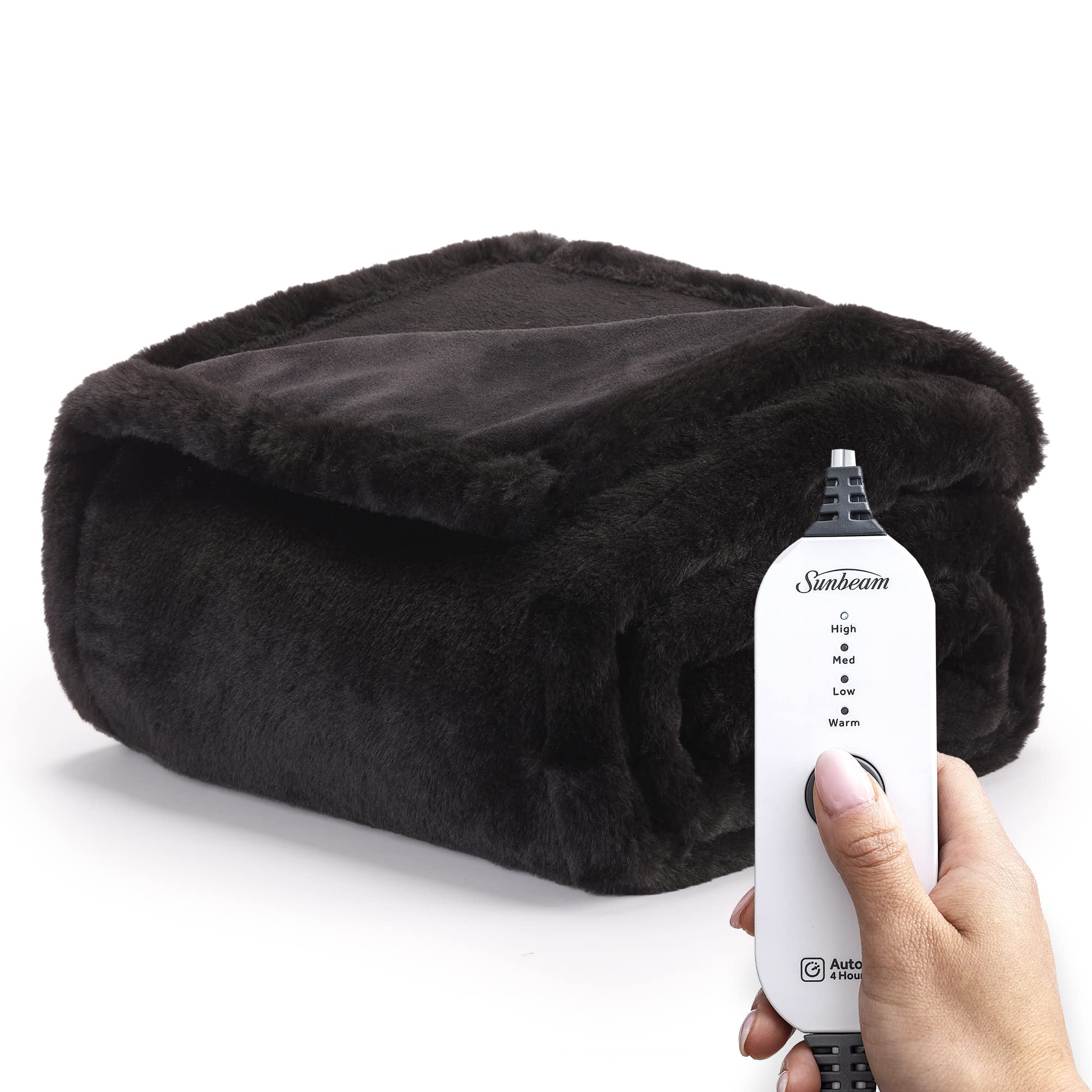 Sunbeam Royal Faux Fur Night Fog Heated Personal Throw / Blanket, Cozy