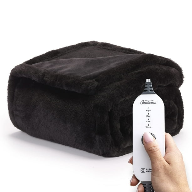 Sunbeam Royal Faux Fur Night Fog Heated Personal Throw / Blanket, Cozy