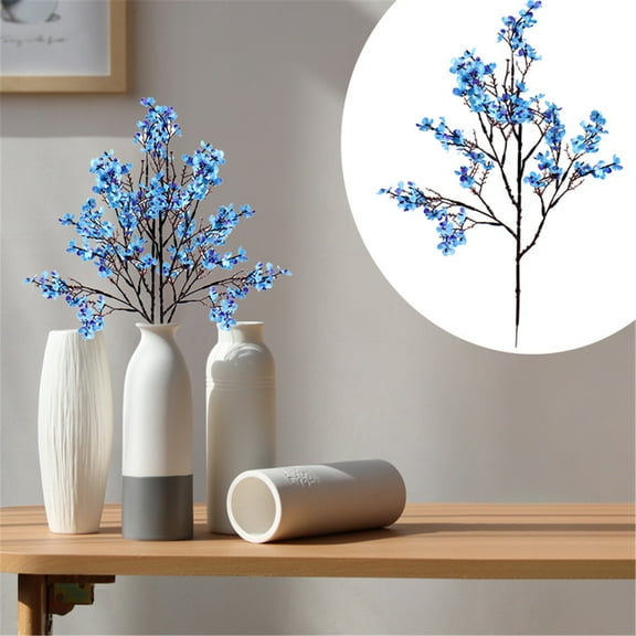 Fake Flower Bouquet 6 Pcs Fall Faux Flowers Babys Breath Flower Bulk Artificial Gypsophila Bouquet Silk Floral Arrangements Centerpieces For Home Kitchen Bedroom,Blue Household Imitation