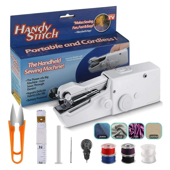 Mini Portable Sewing Machine with 8 Pcs Bobbins, Handheld Sewing Machine Electric Stitch Household Tool for Kids Clothing, Fabric, Home Travel Use, Gift for Kids & Adult