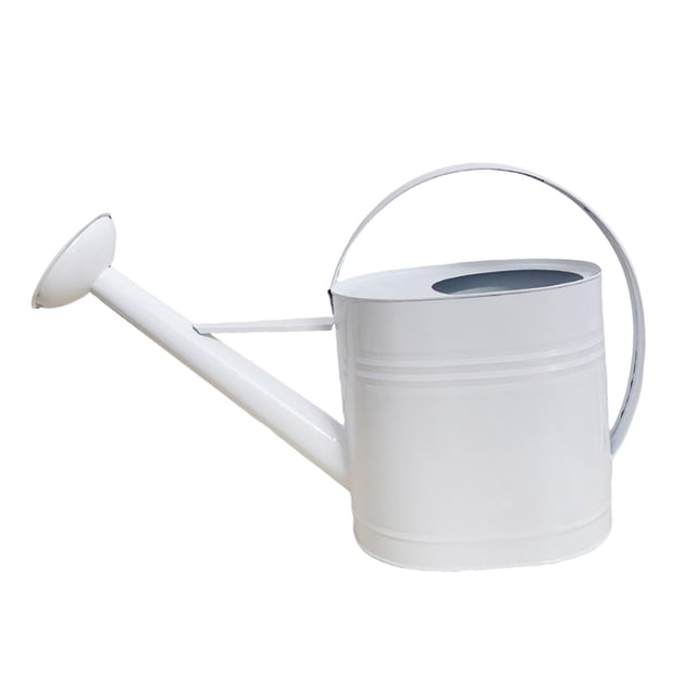 Regadera de metal de 5 L, de hierro galvanizado, de gran capacidad, para de interior y exterior. Blanco