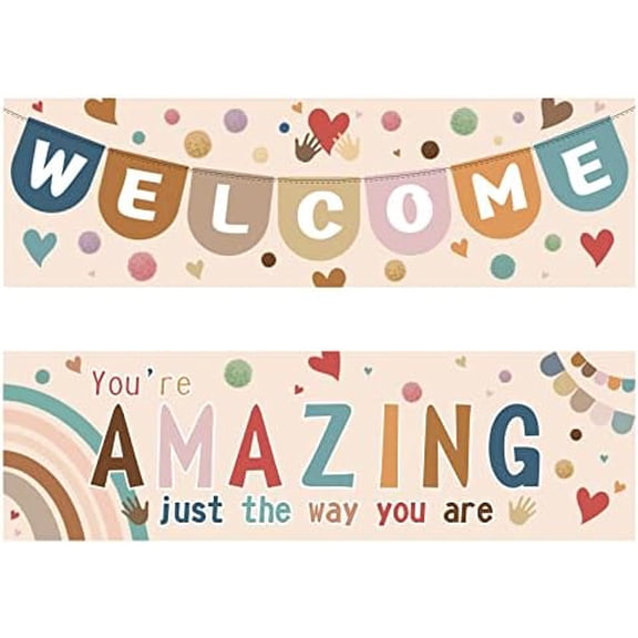 Boho Rainbow Classroom Welcome Decorations Welcome Banner and Poster for Teachers Back to School Bulletin Board and Wall Decor for Pre Elementary Middle Wall Signs Supplies Teachers Kids Students$