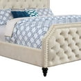 thumbnail image 4 of Button Tufted Fabric Upholstered Queen Bed with Corner Cut Design, Beige - Saltoro Sherpi, 4 of 5
