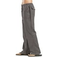 thumbnail image 2 of Men's Cotton Linen Pants Solid Color Casual Trousers, Lightweight Loose Beach Summer Pants for Vacation and Lounging,Dark Gray,XL, 2 of 7