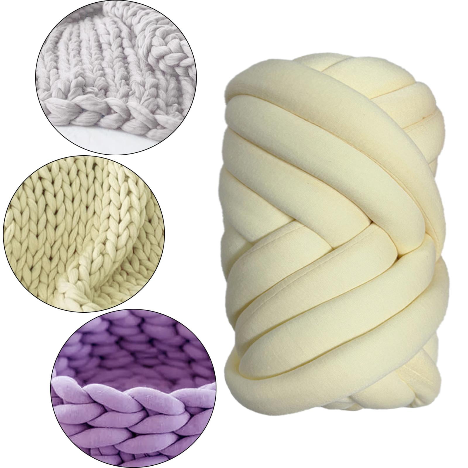 1.5kg Chunky Yarn Bulky Yarn Washable Tube Giant Soft Yarn Arm Knitting Yarn Weight Yarn Jumbo Tubular Yarn for Baskets Sweaters DIY Pet Bed Beige