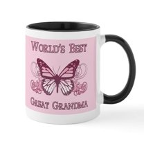 CafePress - World's Best Great Grandma (Butterfly) Mug - 11 oz Ceramic Mug - Novelty Coffee Tea Cup