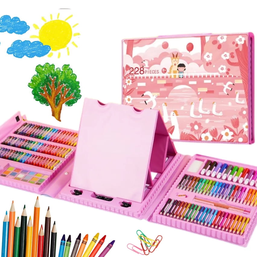 Art Supplies, 228 Pack Drawing Art Kit for Kids Adults with Double Sided Trifold Easel, Oil