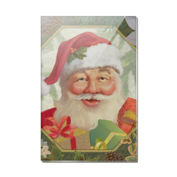 Christmas Holiday Festive Jolly Santa Claus Rectangle Acrylic Fridge Refrigerator Magnet