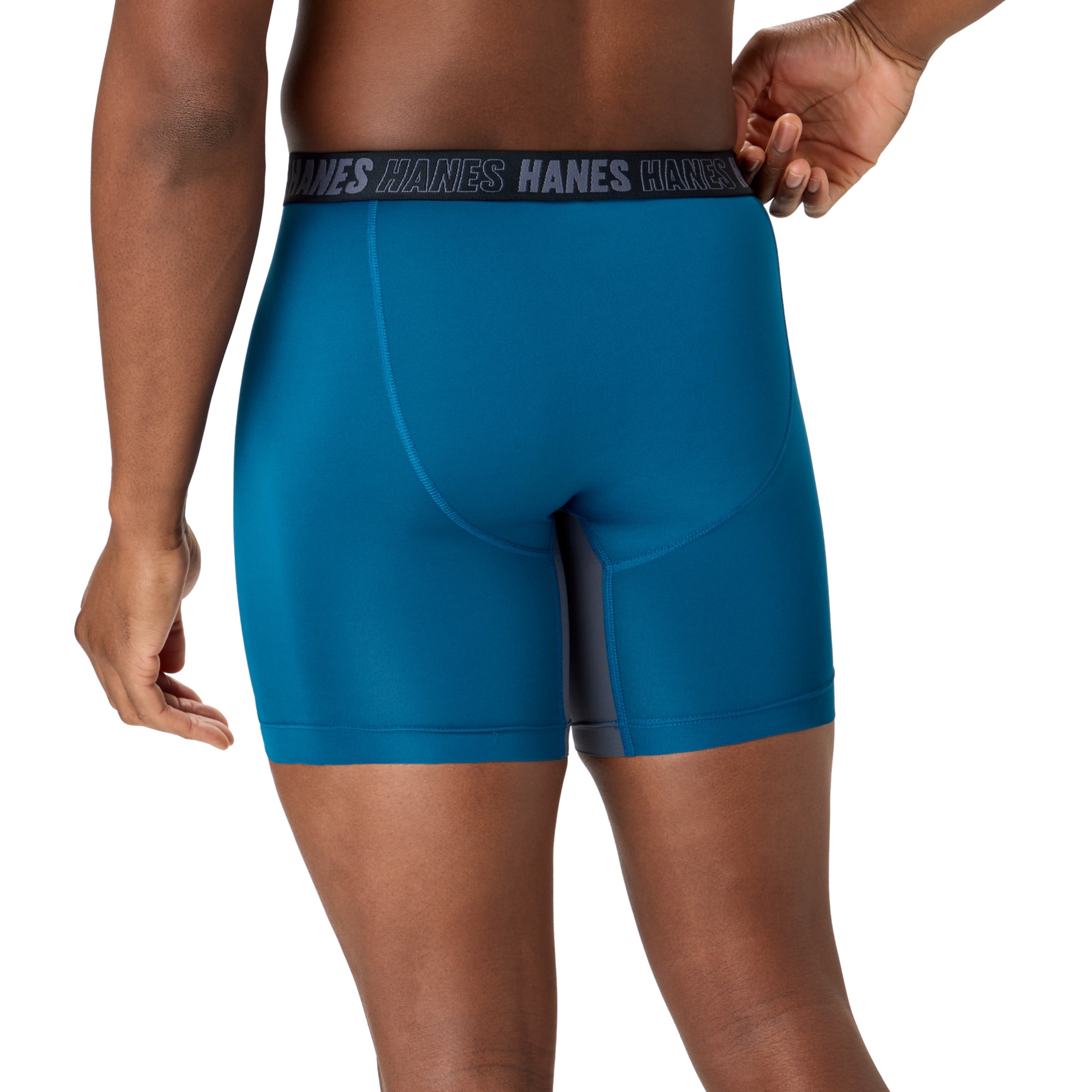Hanes Mens Underwear Long Leg Boxer Briefs, 3-Pack, Moves Anti-Chafe with Total Support Pouch