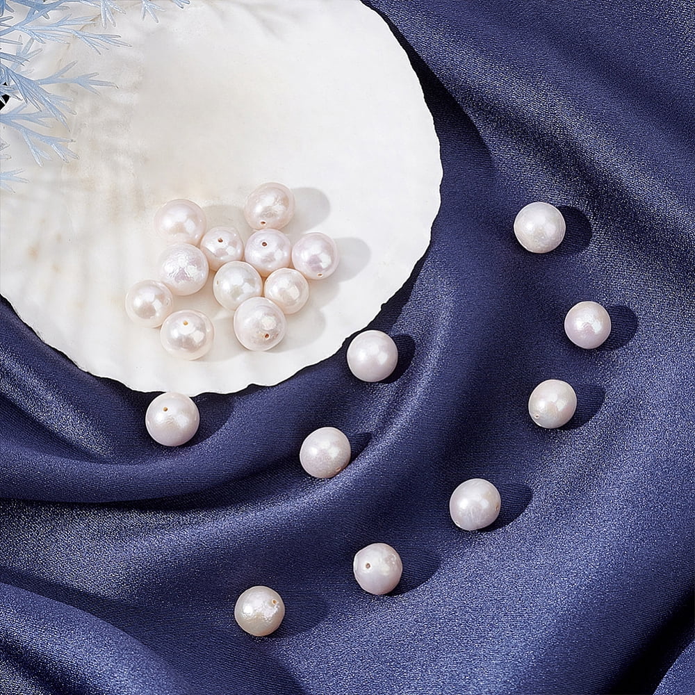 20 Pcs 10mm Natural Cultured Freshwater Pearl Beads Grade A Big Size White Baroque Pearl Beads Round Loose Freshwater Pearl Charms Beads