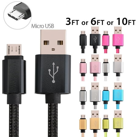 Gold X Blue Cables 10FT Afflux Micro USB Adaptive Fast Charging Cable Cord For Samsung Galaxy S7 S6 Edge S4 S3 Note 2 4 5 Grand Prime LG G3 G4 Stylo HTC M7 M8 M9 Desire 626 OnePlus 1 2 Nexus 5 6 Nokia Lumia Blue ()