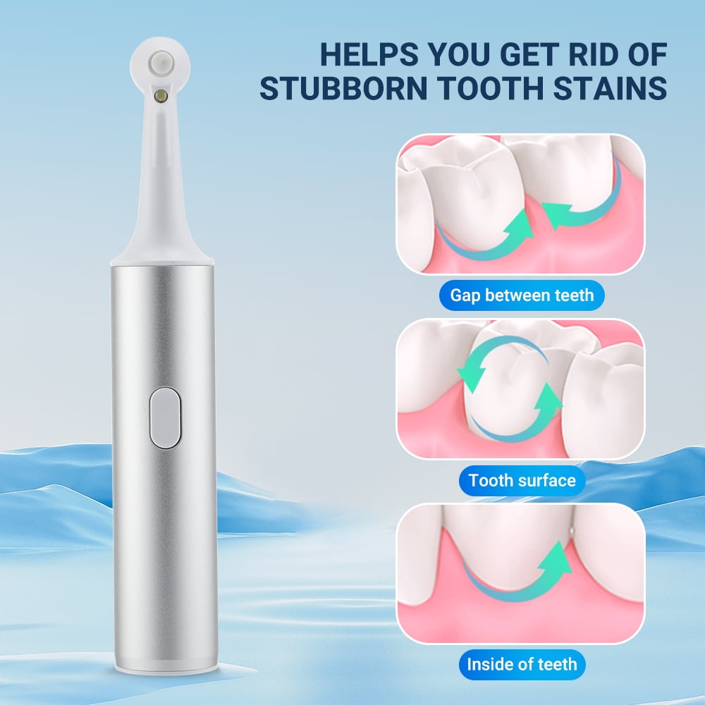 Tooth Polisher,Electric Teeth Polisher Professional with 5 Brush Heads, USB Tooth Whitening Kit, Plaque Remover with LED Light, Dental Polisher for Adults & Kids White