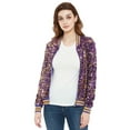thumbnail image 3 of Women's Striped Metallic Sequin Varsity Jacket Color: Purple And Gold Size: LARGE, 3 of 7