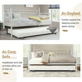 thumbnail image 4 of VECELO Twin Daybed with Trundle, Metal Bed Frame & Trundle Frame Set with Wheels, No Box Spring Needed Sofa Bed Frame for Living Room Guest Room, White, 4 of 8