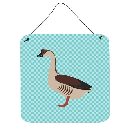 Chinese Treasure - carolines treasures bb8070ds66 chinese goose blue check wall or door hanging prints, 6 x 6 in.