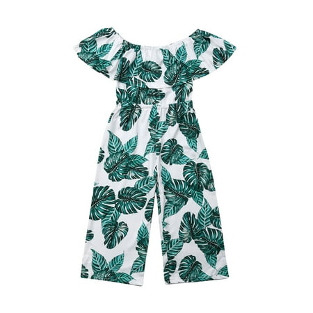 

Gwiyeopda Toddler Kids Baby Girls Off Shoulder Ruffle Romper Floral Bodysuit Jumpsuit Overalls 3-8 Years