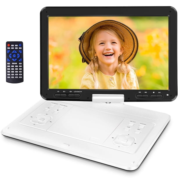 Reproductor de DVD portátil HotHot, pantalla de 16,9 pulgadas, batería de 6 horas, blanco