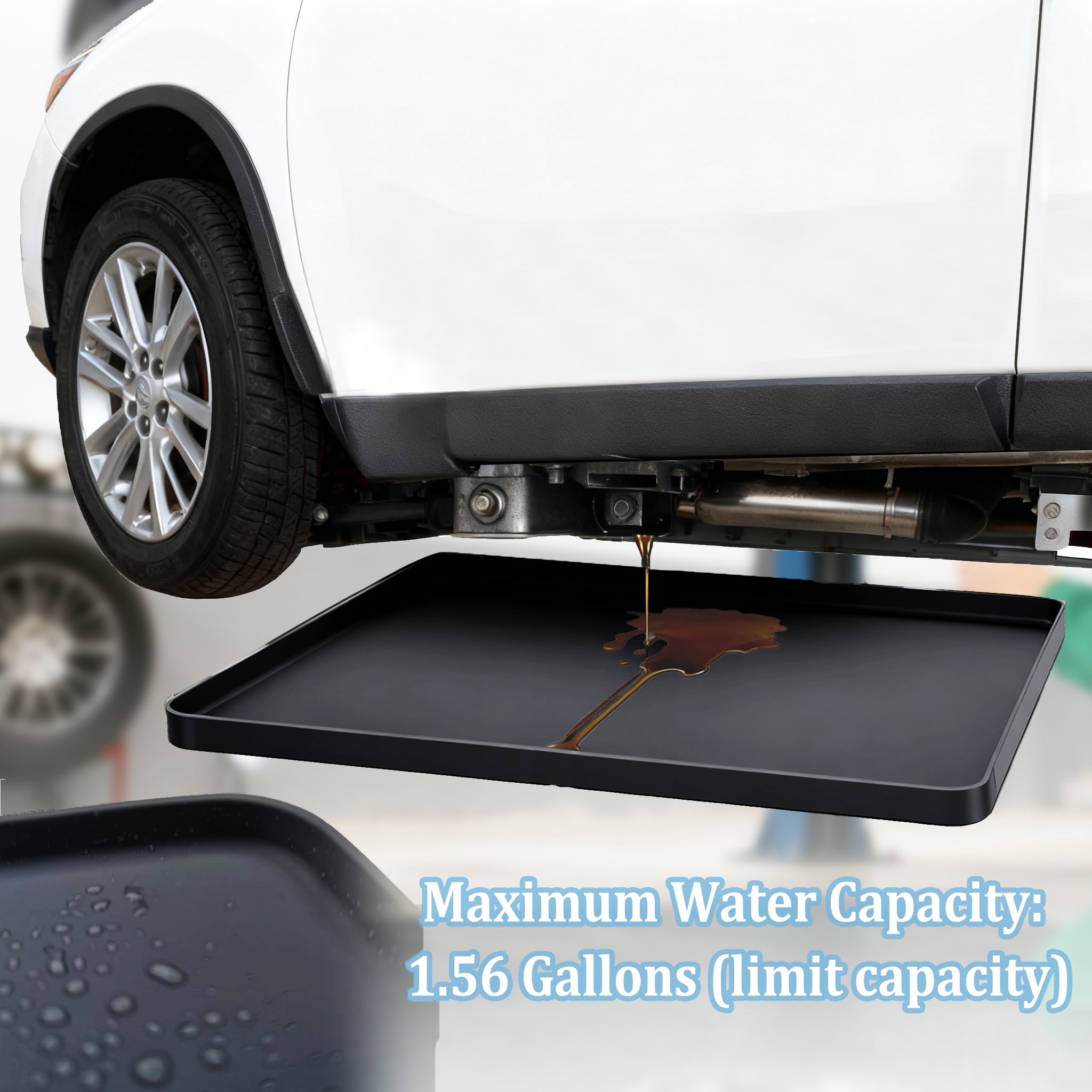 Oil Drip Pan for Under Car, Oil Spill Mat for Garage Floor Driveway Outdoor Oil Drip Tray Waterproof  Silicone Oil Drip Pan No Splatter Non-Slip Oil Catch Pan Easy to Clean Reusable