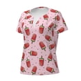 thumbnail image 2 of Naloa Watermelon Ice Cream Print T-Shirts Short Sleeve V Neck Tees for Women Fashion Tops Trendy Lightweight Soft Casual Summer Outfits Clothes, 2 of 5