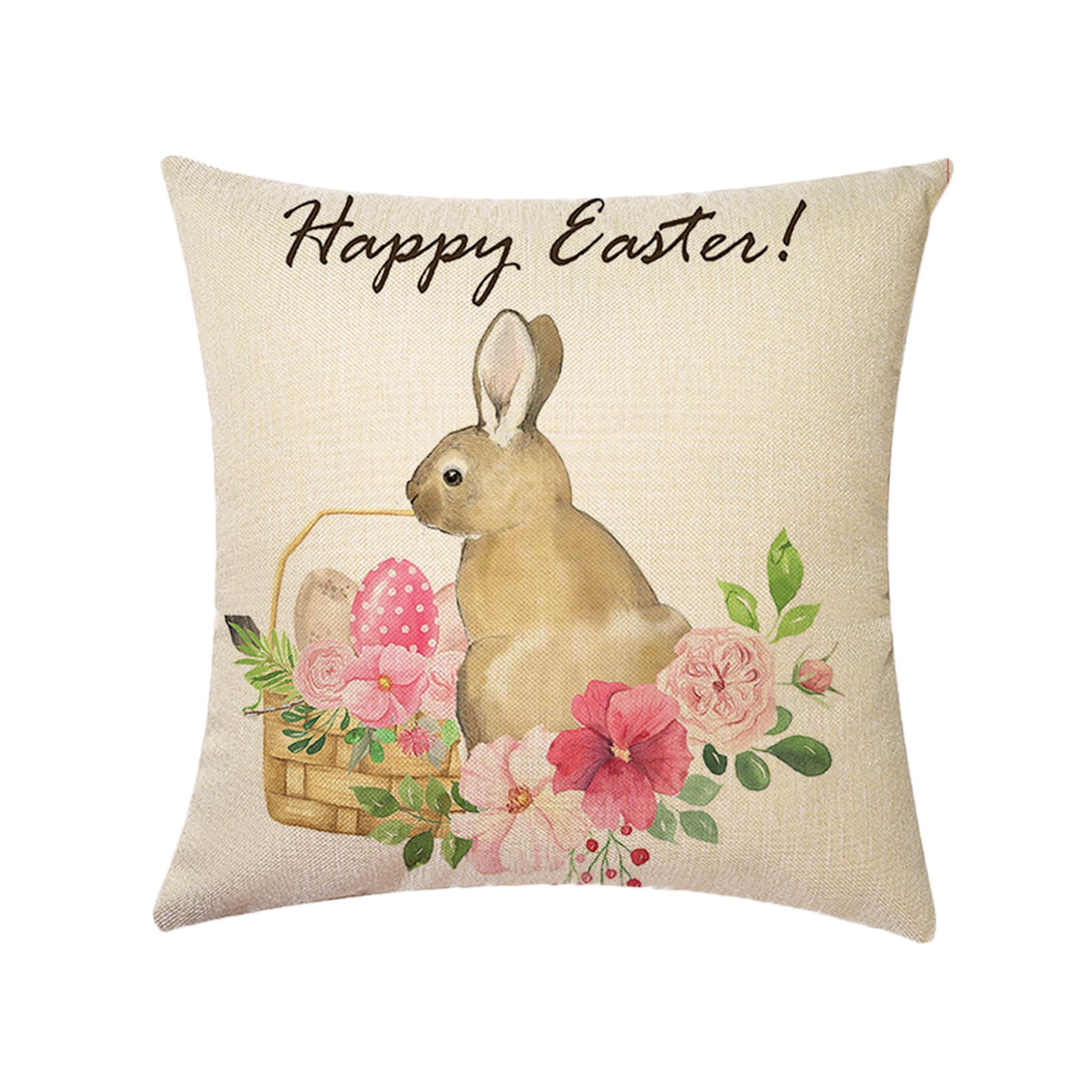 Cute Cartoon Spring Easter Rabbit Pillow Case Cotton Linen Cushion Cover Decor