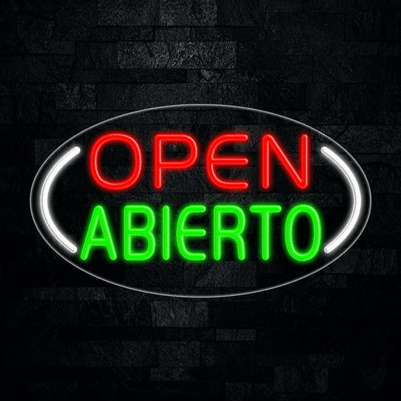 Open Abierto LED Neon Sign 28"L x 16"H #34464
