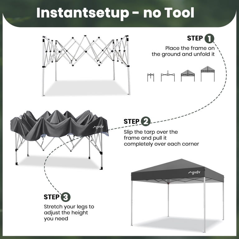 GVDV Canopy Tent, 10x10 ft Pop Up Outdoor Canopy with Waterproof