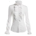 thumbnail image 5 of Womens Summer Outfits, Womens Tops, Stylish Women Shirts Lace Up Long Sleeve Ruffled Tie Top Blouse for Casual or Formal Occasions, 5 of 7