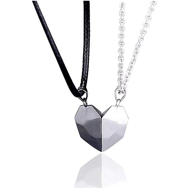 Collar con colgante de pareja de dos almas y un corazón, collar de pareja con imán creativo de piedra de los deseos Sailing Electrónica