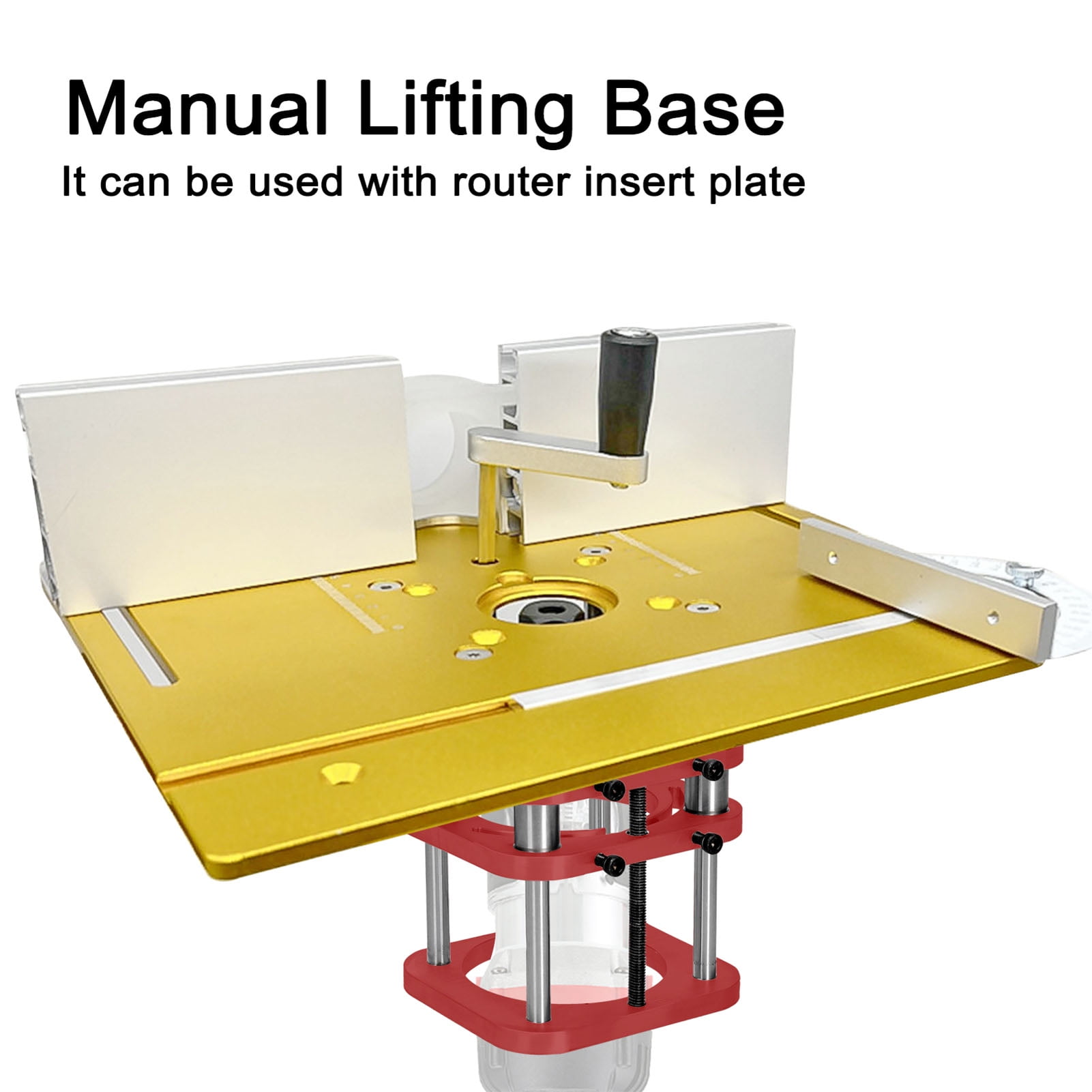 LAZIOEGR Router Lifting Base Metal Woodworking Insert Flip Board Lift System Kit Heavy-Duty Precision Plunge Router Table Tool For Carving Slotting Trimming Chamfering