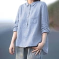 thumbnail image 5 of Seductiva Women's Dress Shirts Long Sleeve Women Women's Lapel Neck Casual Solid Colour Cotton and Linen Long Sleeve Shirt Wrinkle-Free Solid Work Blouse Casual Tops, 5 of 6