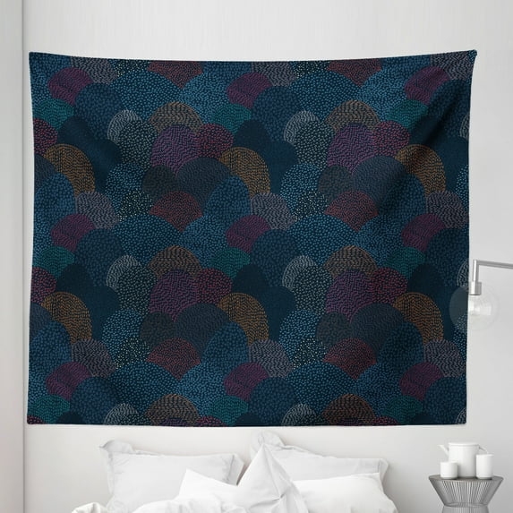 Abstract Tapestry, Hand Drawn Composition with Triangles Lines and Arrows on Dark Toned Backdrop, Fabric Wall Hanging Decor for Bedroom Living Room Dorm, 5 Sizes, Multicolor, by Ambesonne
