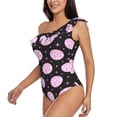 thumbnail image 3 of Picia Pink Groovy Disco Ball Pattern Women's One Piece Swimsuits,One Shoulder Swimwear Asymmetric ,Ruffle Monokinis Bathing Suits,High Waisted Flattering Bathing Suits-X-Large, 3 of 8