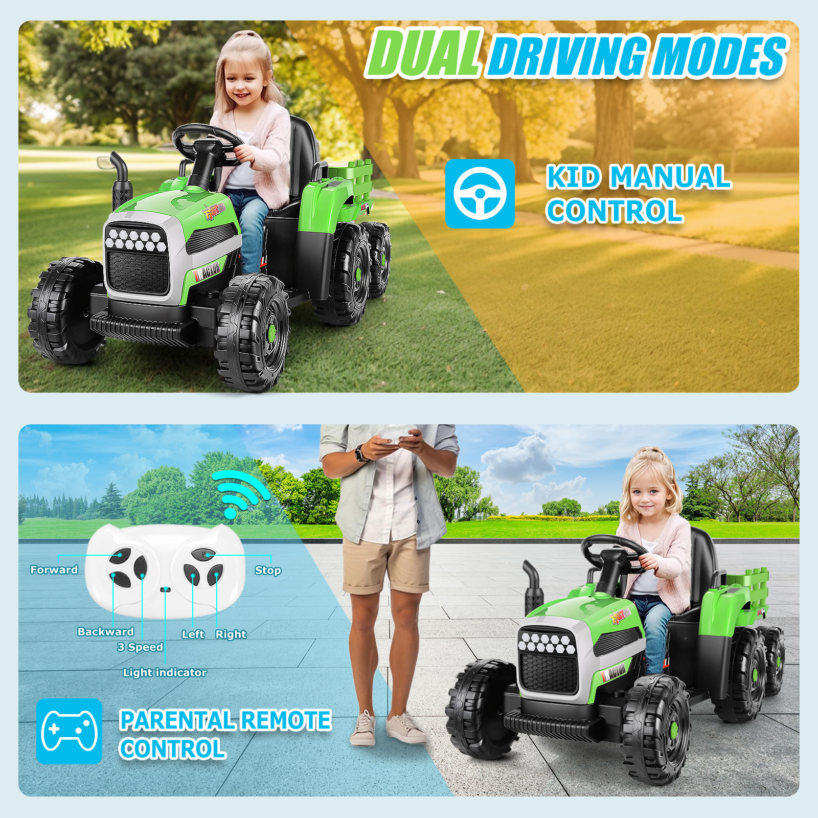 Funcid 12V Ride on toys Ride on Cars with Remote Control, Electric Car 2*100W Powerful Ride on UTV w/ Bluetooth, Battery Indicator, Knob Volume Control, Spring Suspension, Black