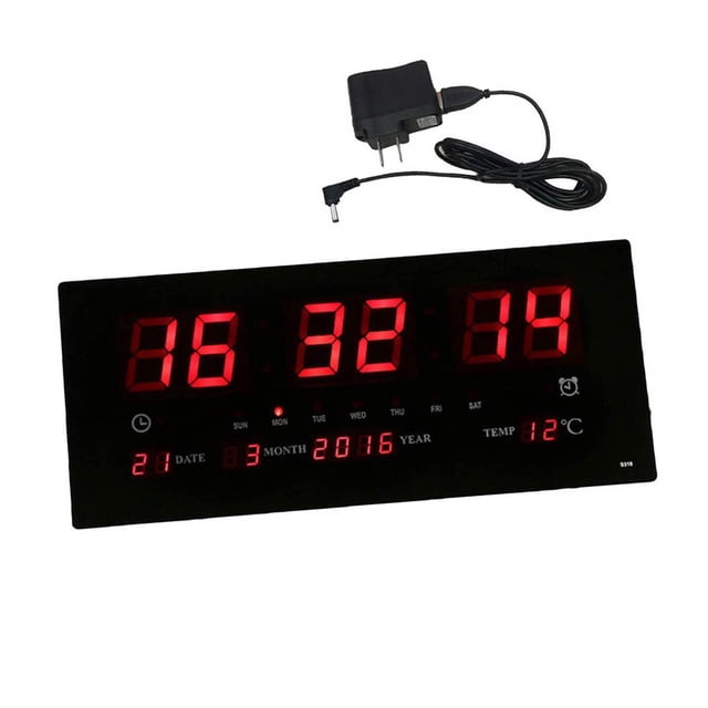 Reloj de Pared Digital con Termómetro y Calendario, Diseño Moderno