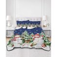 thumbnail image 2 of Twin XL Quilt Bedding Set, Navy Blue Christmas Snowflakes Reversible Summer Quilt 3 Pieces, Winter Xmas Snowman Trees Lightweight Bedspreads Coverlets with 2 Pillow Shams for All Seasons, 2 of 5