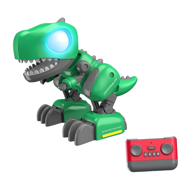 Dinosaurio mecánico de juguete RC, dinosaurio electrónico realista que camina, T Rex, tiranosaurio Rex eléctrico, juguete para ensamblar para niños verde