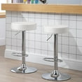 thumbnail image 3 of Giantex 1 PC Bar Stool, Modern Swivel Backless Round Barstool, PU Leather Armless bar Chair with Height Adjustable, Chrome Footrest, Sturdy Metal Frame for Kitchen Dining Living Bistro Pub, White, 3 of 8