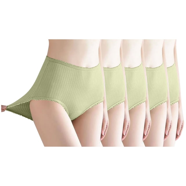 Posijego Womens Cotton Underwear 5 Pack Ladies Full Coverage Soft Breathable Briefs Panties Solid Color