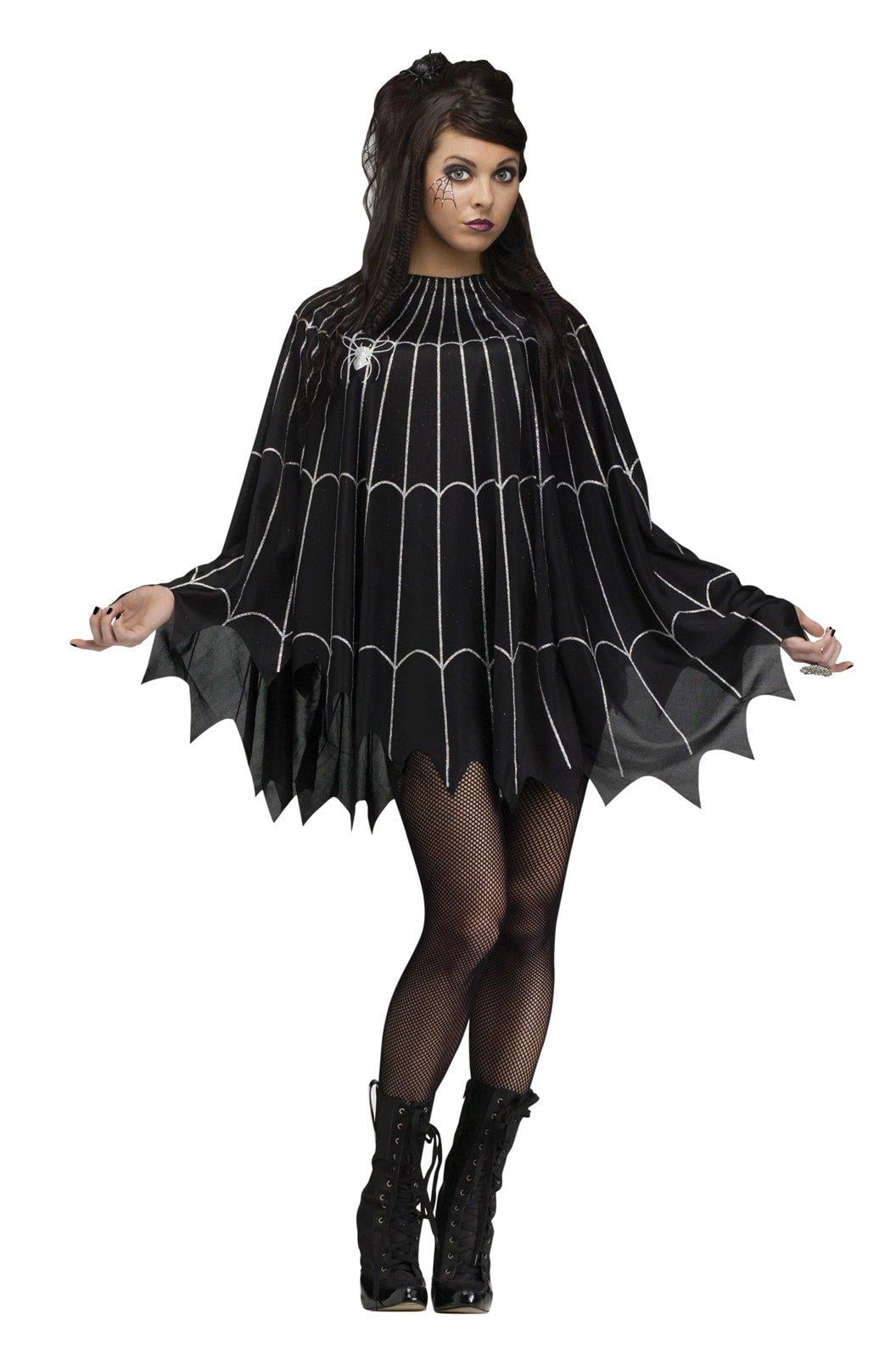 World Silver Spider Web Poncho Women's Halloween Fancy-Dress Costume for Adult, Regular One Size - Walmart.com
