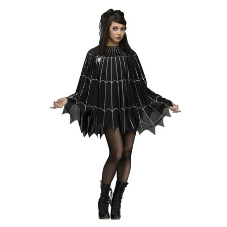 Silver Spider Web Adult Poncho Costume