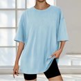 thumbnail image 4 of Auralook Womens Solid Oversized T Shirts Crewneck Short Sleeve Tops Casual Loose Fit Drop Shoulder Fashion Top Tees, 4 of 5
